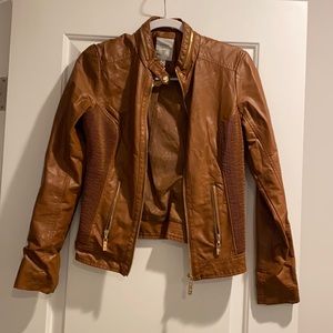 Faux leather jacket brown